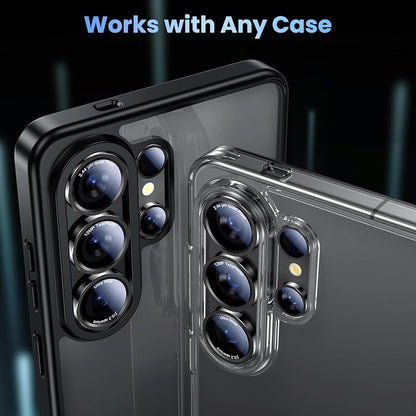 Uyiton for Samsung Galaxy S26 Ultra Camera Lens Protector - [Case-Friendly][Not Easy to Break][Ultra-Thin] Military-Grade Tempered Glass with Aluminum Metal Rear Camera Screen Cover - Black