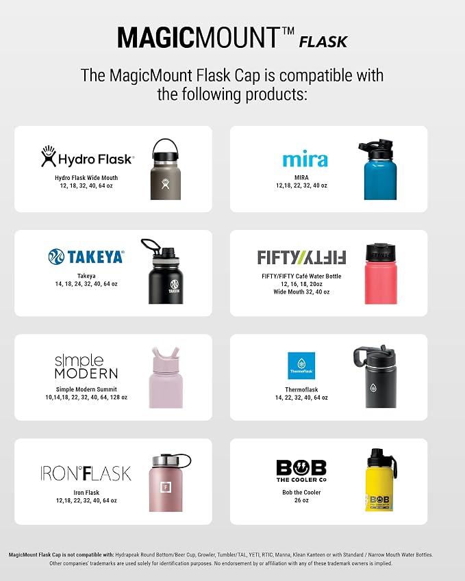 Scosche MFMS22 MagicMount Flask 22 oz Stainless Steel Water Bottle with MagSafe Phone Mount Stand, 12H Hot & 24H Cold Insulated Flask with Magnetic Phone Holder for Gym, Car, Travel, Sports 22oz, Blue