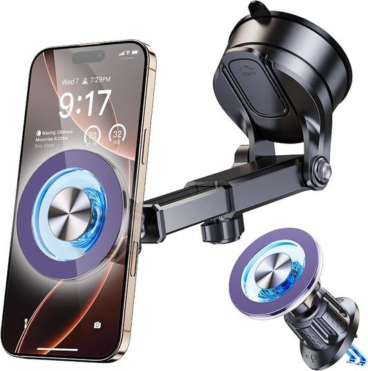 for MagSafe Magnetic Phone Holder for Car [2026 Upgraded Strongest Magnet] Car Mount Cell Stand for Dashboard Windshield Vent Compatible with iPhone 17/16/15/14/13/12 Android etc-Purple