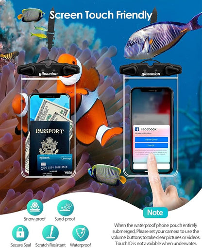 Universal Waterproof Phone Pouch, 4 Pack IPX8 Waterproof Phone Lanyard Case Compatible with iPhone 17 16 15 14 13 Max Pro Plus, Galaxy S23 S22 S24 Note 20/10/9 up to 7.5", Dry Bag for Vacation