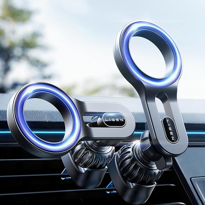 LISEN for MagSafe Car Mount, 2026 Magnetic Phone Holders for Car Air Vent Phone Mount [Ultra-Magnetic] Hands Free Cell Phone Holder Car Accessories Gifts for Men Women fit iPhone 17 16 15 14 13 12 Pro