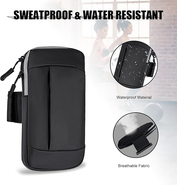 Phone Holder for Running Armband Cell Phone Holder for iPhone 17 16 16e 15 14 13 12 11 Pro Max Xs Xr X Plus Galaxy Ultra Note Carrier Bag Pouch,Gym Sports Arm Bands Sleeve Fit Women Men Kids