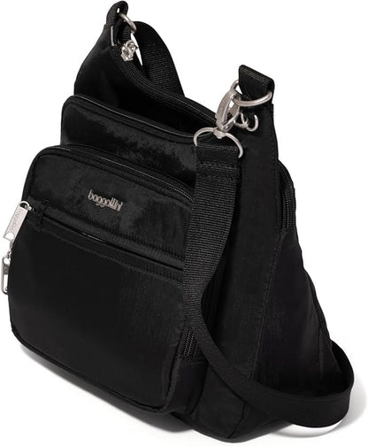 Baggallini Securtex Anti-theft Crossover Crossbody Bag 11”w X 8.5”h, Rfid, Built-in Wallet, Locking Zippers
