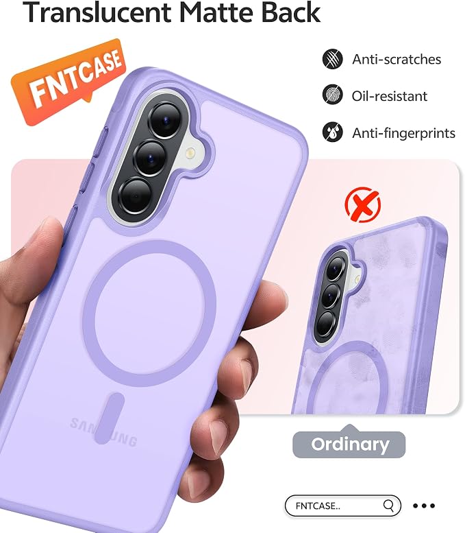 FNTCASE for Galaxy A37/A36 5G Phone Case, Fit for Magsafe, Screen Protector | Translucent Matte Magnetic Back, 14FT Military Grade Drop Protection, Shockproof Protective, for Samsung A37 Cover