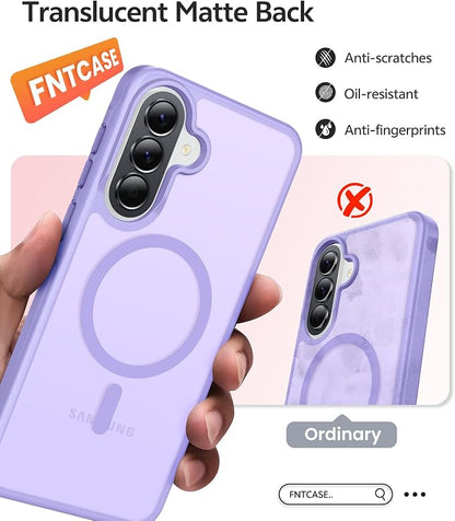 FNTCASE for Galaxy A37/A36 5G Phone Case, Fit for Magsafe, Screen Protector | Translucent Matte Magnetic Back, 14FT Military Grade Drop Protection, Shockproof Protective, for Samsung A37 Cover