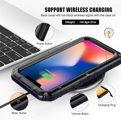 Mitywah Waterproof Case for iPhone 11, Heavy Duty Durable Metal Full Body Protective Case Built-in Screen Protection Waterproof Shockproof Dustproof Rugged Military Grade Defender, Black