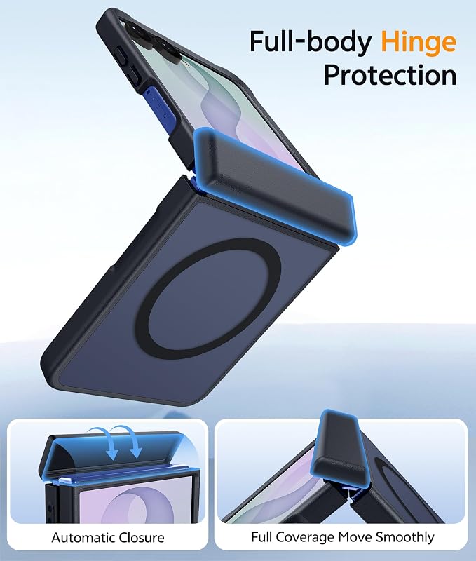 FNTCASE for Samsung Galaxy Z Flip 8 Case, Fit for Magsafe, Screen Protector | Hinge Protection, Translucent Matte, 18FT Military Grade Drop Proof, Protective Phone Cover, Black