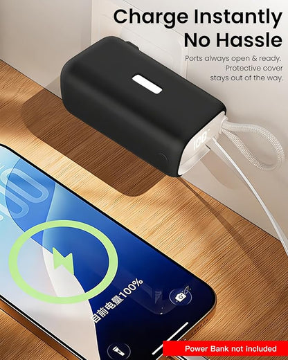 Silicone Case for TORRAS EasyGo 3-in-1 Portable Charger Power Bank,Full-Body Protective Cover for TORRAS Power Bank PB17,Precise Port Cutouts (Case Only) Black