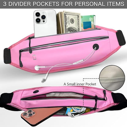 Running belt for Women &Men,Adjustable Exercise Waist Pack Reflective Running Belt for Sports Workout Cycling Hiking, Casual Hands-Free Wallets Phone Bag Fits All Phones(pink)