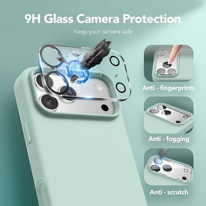 GONEZ Magnetic for iPhone 17 Pro Case, Compatible with MagSafe, [Screen Protector + Camera Lens Protector], Liquid Silicone Anti-Scratch Shockproof Protective Phone Case 6.3 inch, Mint Green