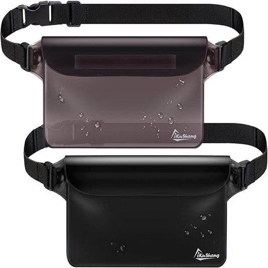 Waterproof Fanny Pack Phone Pouch - 32FT Submersible Triple Zip Lock Dry Bag, Touchscreen Passport Wallet Travel Pouch for Beach Cruise Swimming Kayaking Boating Essentials
