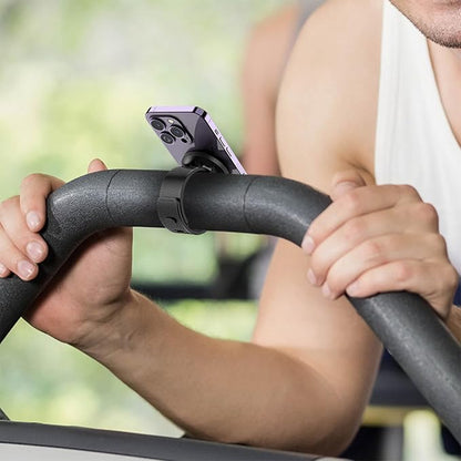 moofit Magnetic Phone Holder, Magnet Fitness Phone Mount Accessory for Gym, Fitness Bikes, Workout Equipment, Stroller and Cart Handlebars, Compatible with MagSafe (iPhone 16/15/14/13/12 Series)