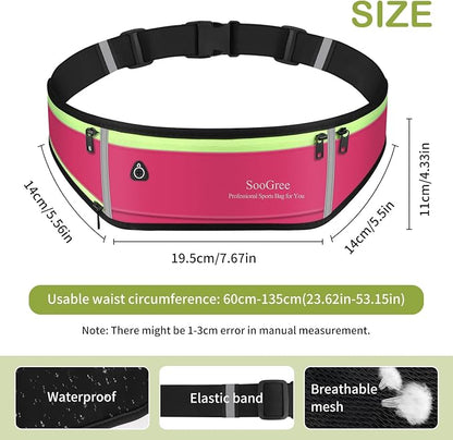 SooGree Men Women Running Belt Fanny Pack,Reflective Workout Sport Waist Pack Bag,Running Phone Holder Belt with Water Bottle Holder, Ideal for Running,Walking,Cycling,Gym Workouts (GSP1189-Red)