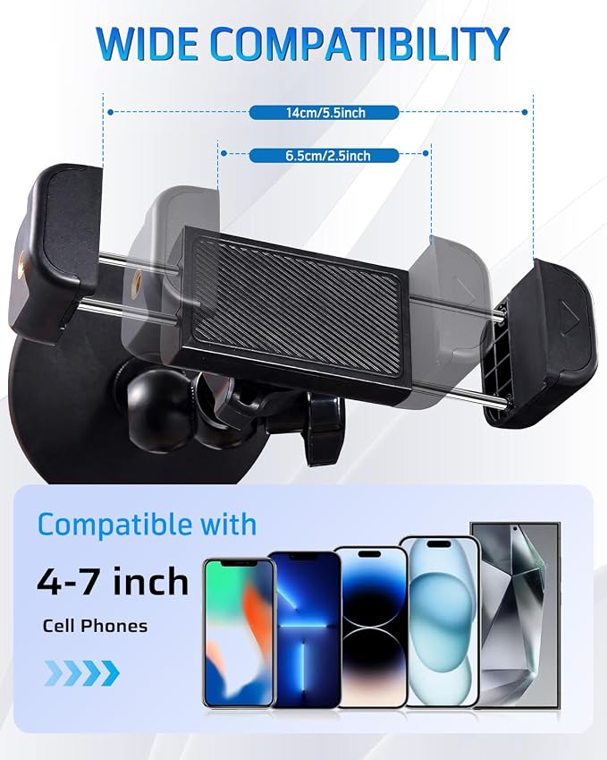 SH Magnetic Phone Holder for Gym, Portable Magnetic Phone Mount with Super Strong Magnetic Base, 360° Adjustable Metal Arm for Car Tractor Boat, Compatible with iPhone and All 4-7 Inch Smartphones