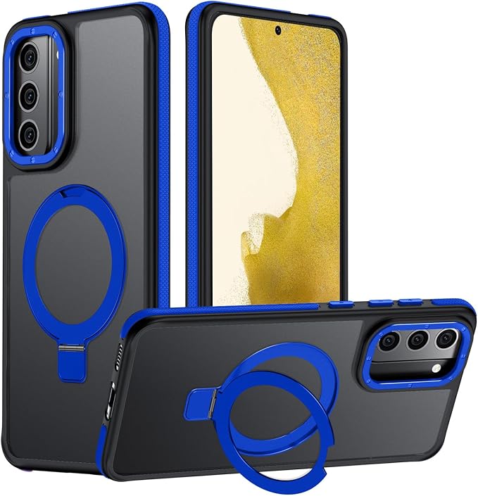for Samsung Galaxy S22 Case, Magnetic Adjustable Ring Stand [Fit for Magsafe], [Military-Grade Shockproof Protection] Phone Case with Kickstand&Ring Holder (Blue)