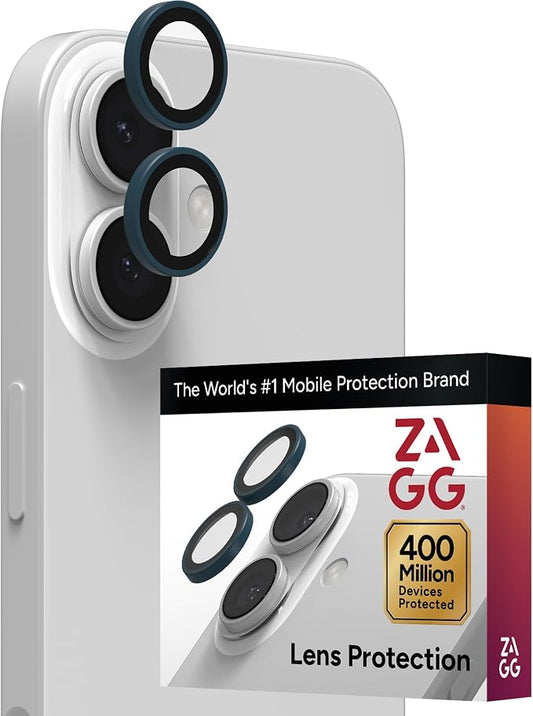 ZAGG iPhone Camera Lens Protector for iPhone 17/16/ 16 Plus - Blue, Camera Ring, Maximum Impact & Scratch Protection, Anti-Reflective Technology, Smudge-Resistant, Precise Fit, Glass Elite