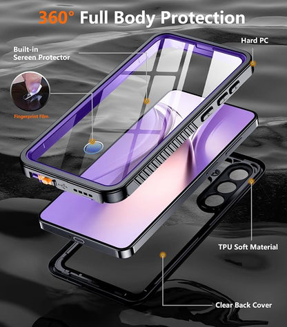 Temdan Designed for Samsung Galaxy S26 Case Waterproof, Built-in Lens & Screen Protector Military Shockproof Dropproof IP68 Underwater Full Body Phone Case for Galaxy S26 5G 6.3"-Purple (2026)