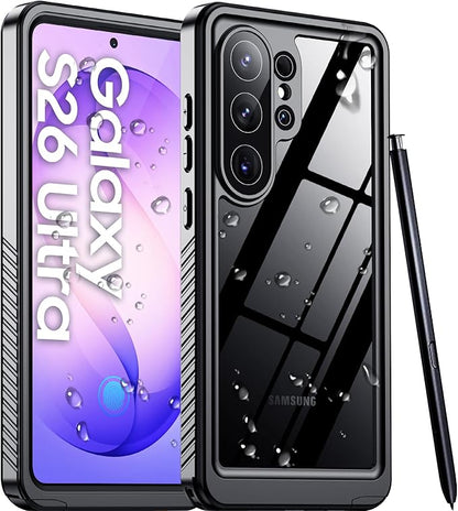 Temdan Designed for Samsung Galaxy S26 Ultra Case Waterproof, Built-in Lens & Screen Protector Military Grade Shockproof Dropproof IP68 Underwater Full Body Phone Case for Galaxy S26 Ultra 6.9"-Black