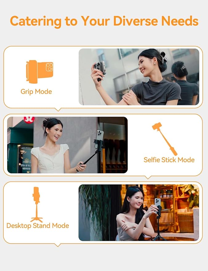 Takerers Portable Selfie Stick Tripod with Remote【Pocket Size】 4-in-1 Extendable Cell Phone Tripod【360° Rotation】 Mini Selfie Stick for iPhone Android Phone Holder for Video Recording Live Streaming