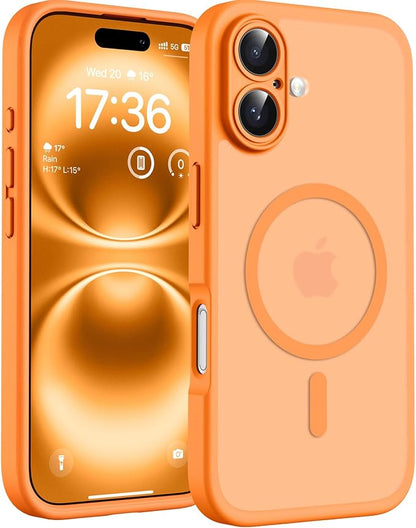 TOCOL for Phone 16 Case, Compatible with Magsafe Charger, Full Camera Protection, Drop Protection, Translucent Matte Phone Case for iPhone 16 6.1 inch (Orange)