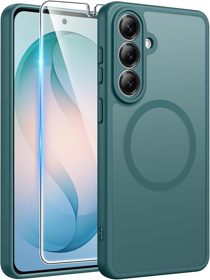 FNTCASE for Samsung Galaxy S26 Case: [Fit for Magsafe] [Full Camera Protection & Screen Protector] Translucent Matte Military Grade - Shockproof Protective Phone Cover for Samsung S 26 - Sage Green