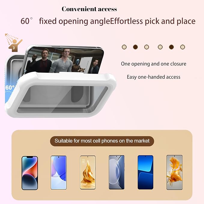 360° Rotatable Retractable Adjustable Shower Phone Case Holder,Anti-fog HD & sensitive screen ,Wall Mounted Phone Holder for Bathroom Mirror Bathtub Kitchen,Shower Accessories for 4-7" Phones (white)