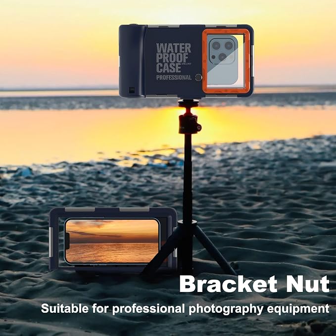 Underwater Phone Case for Snorkeling Diving 50ft/15m Waterproof Scuba Photo&Video Housing for iPhone17/16/15/14/13/12/11/Xr/X/Xs(Pro Max/Plus/Pro/Air) Samsung Galaxy S25/S24/S23-S21 Ultra Blue-Orange