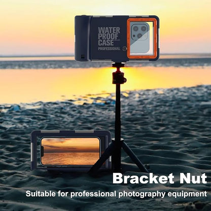 Underwater Phone Case for Snorkeling Diving 50ft/15m Waterproof Scuba Photo&Video Housing for iPhone17/16/15/14/13/12/11/Xr/X/Xs(Pro Max/Plus/Pro/Air) Samsung Galaxy S25/S24/S23-S21 Ultra Blue-Orange