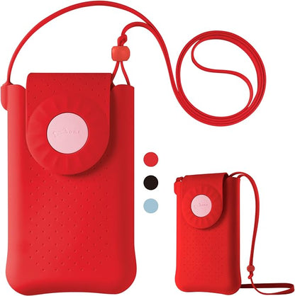 Bone Crossbody Phone Bubble Bag 1, Cell Phone Purse with Shock-Absorbing Design & Magnetic Closure, Adjustable Silicone Shoulder Lanyard Strap (Red)