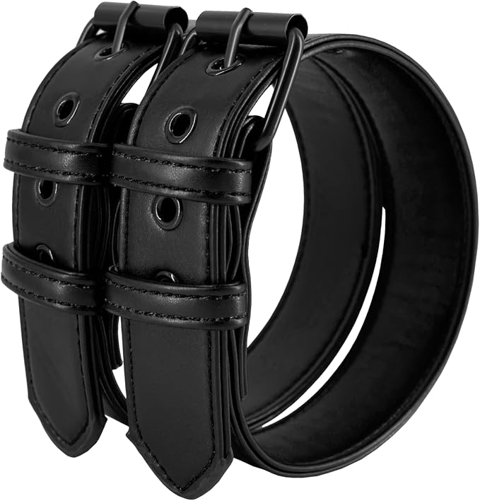 Men Leather Armband Adjustable Bulldog Buckle Bracelet Harness 2-Pack