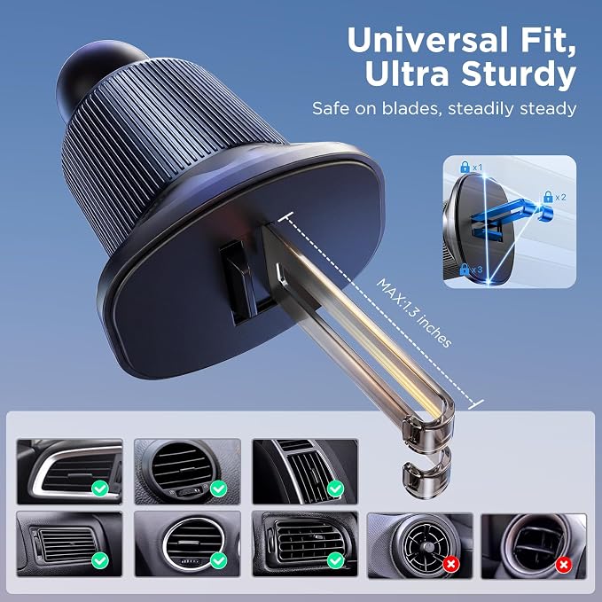 Miracase Car Phone Holder for Magsafe [Super Strong Magnets] Magnetic Phone Holders for Your Car, 360° Adjustable Air Vent Hands Free Cell Phone Mount Cradle Fit iPhone 17-12 & All Smartphones, Black
