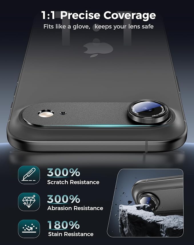 Goton Compatible for iPhone Air Camera Lens Protector 2025, 1-Pack Aluminum Alloy Metal Cover with HD Tempered Glass for iPhone 17 Air, Pro Camera Style, Shatter-Resistant, Scratch-Proof