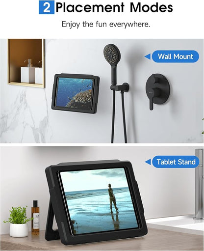 Mistriddle Shower iPad Holder Waterproof with 480° Rotation Retractable Adjustable, Wall Mount Up to 11", Shower Tablet Holder for Bathroom Bathtub, 2 Adhesive, Fit for iPad, iPad Pro 11 (Black)