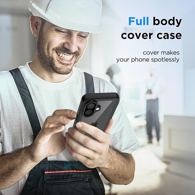 Lanenas for iPhone 17 Case Waterproof Case with Built-in Screen Protector, Full Body Dustproof Shockproof Heavy Duty Tough Rugged Phone Protective Cover for iPhone 17 6.3inch Black