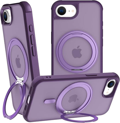 360° Magnetic Swivel Ring for iPhone 16E & 17E Case, Built-in Metal Stand and Ring Holder, Magsafe Compatible, Military Grade Protection, Shockproof - Purple