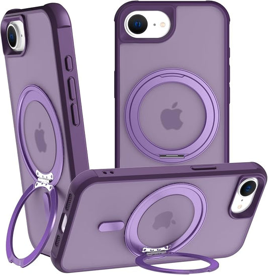360° Magnetic Swivel Ring for iPhone 16E & 17E Case, Built-in Metal Stand and Ring Holder, Magsafe Compatible, Military Grade Protection, Shockproof - Purple