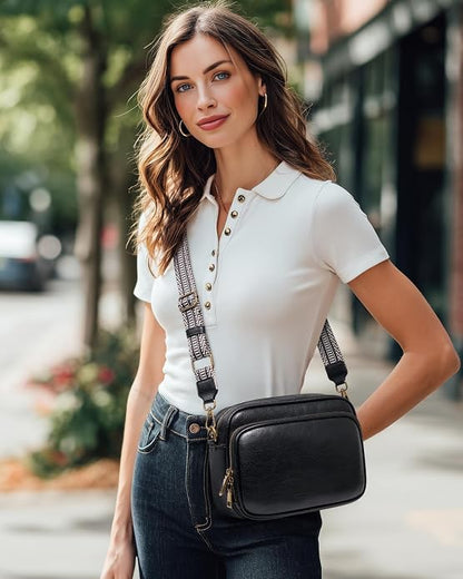 Crossbody Bags with Built-in Wallet, Anti-Theft Travel Purse with Card Slots, Trendy Vegan Shoulder Bag for Women Men