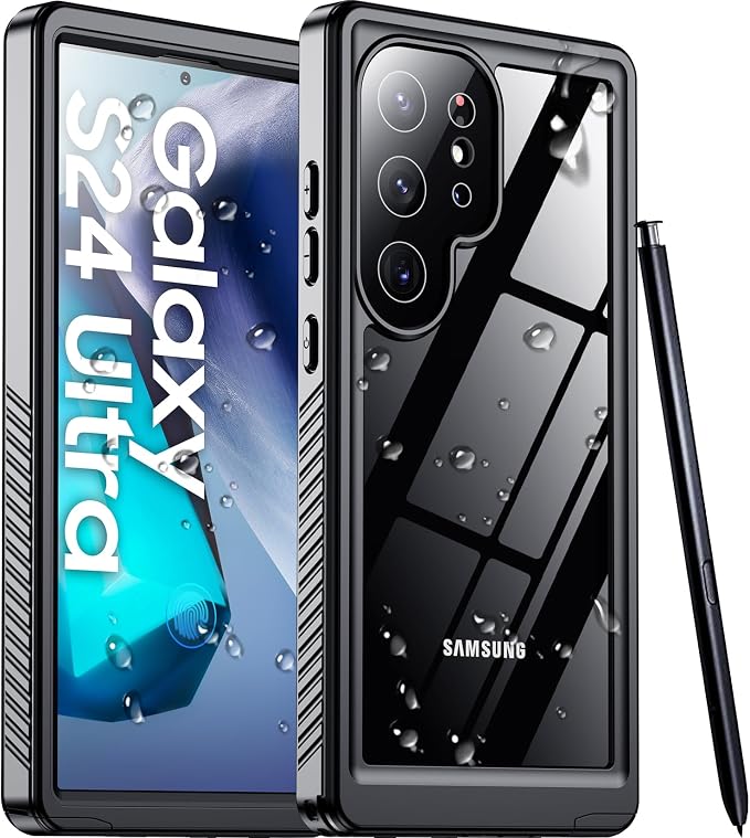 Temdan Designed for Samsung Galaxy S24 Ultra Case,Waterproof Built-in Lens & Screen Protector [Full Body Shockproof][Military Drop Proof][IP68 Underwater] Phone Case for S24 Ultra 5G-Black (2024)