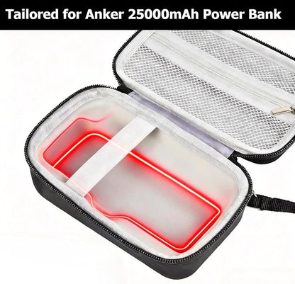 GWCASE Power Bank Travel Case, Custom Fit for Anker 25000mAh Portable Charger A1695 / Zolo 165W, Shockproof Hard Shell Storage Box with Inner Tray & Carry Strap (Black)