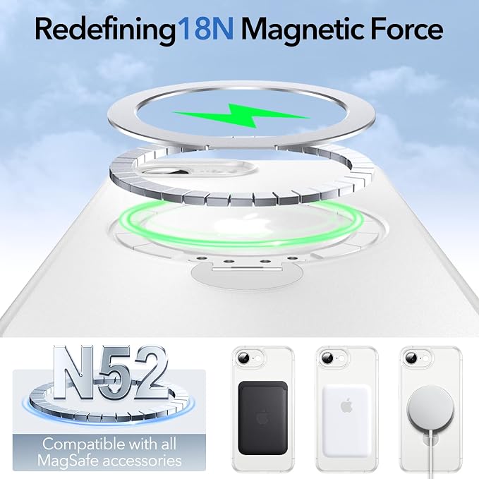 Anqrp 360° All-in-ONE Stand Case for iPhone 17e & iPhone 16e Case with Rotatable Magnetic Kickstand Ring Holder, Compatible with MagSafe, MIL-Grade Shockproof iPhone 17e/16e Phone Case Cover,Clear
