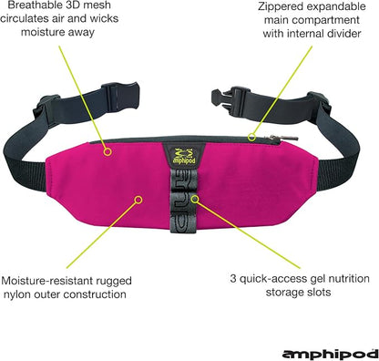 Amphipod AirFlow Trail Pack, Runners Storage Waist Pack Belt for Running & Jogging, Men & Women - Cerise