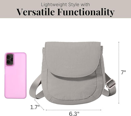 Baggallini Swift Flap Mini Crossbody - 6.3"x7" Lightweight Small Travel Purse with Crossbody Strap and RFID