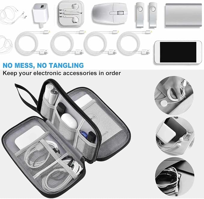 ZINZ Electronic Accessories Organizer, Travel Cable Carry Pouch Storage Bag for Laptop Attachment Cable, Cord, Charger, Earphone etc,Black