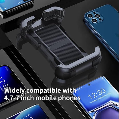 Bike Phone Holder Motorcycle & Bicycle Handlebar Mount, 360 Rotatable, Secure Clamp, Fits Thick Smartphones 4.7" 7" (Black)