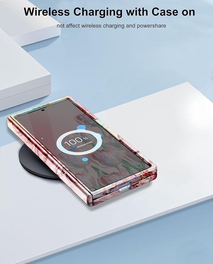 Btscase for Samsung Galaxy Z Fold 8 Ultra Case,Built in Front Screen Protector,[Compatible with MagSafe] Marble Hard PC Slim Shockproof Full Body Drop Protective Case for Z Fold 8 Ultra, Rose Gold