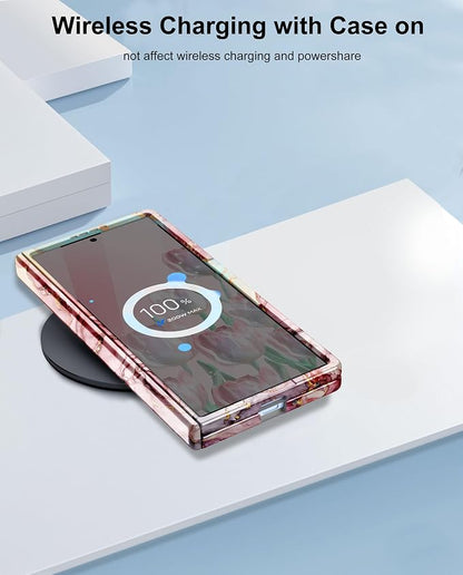 Btscase for Samsung Galaxy Z Fold 8 Ultra Case,Built in Front Screen Protector,[Compatible with MagSafe] Marble Hard PC Slim Shockproof Full Body Drop Protective Case for Z Fold 8 Ultra, Rose Gold