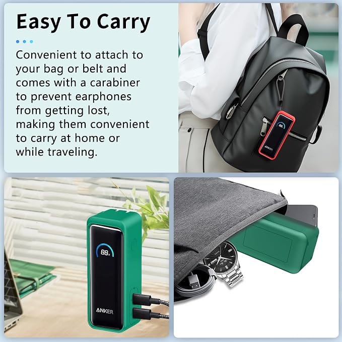 NOUKAJU Case for Anker Prime Power Bank 9600mAh 65W Output Silicone Protective Cover, Drop-Proof,Scratch-Proof,Shock-Proof,Protective Case for Anker Prime Power Bank 9600mAh(Green)