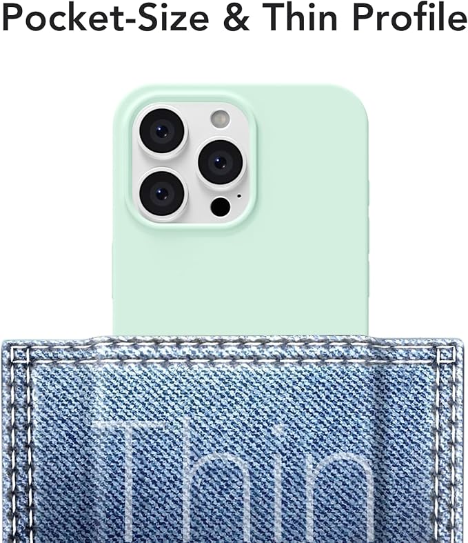 for iPhone 16 Pro Max Case Silicone Compatible with Magsafe Case, Ultra Slim Thin Magnetic Phone Cases Mag Safe, Cute Soft Rubber Gel Matte Plain Wireless Charging Cover for Women, Mint Green