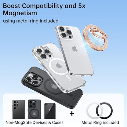 Syncwire Magnetic Phone Grip for MagSafe, Sparkle Ring Holder, Rotatable Kickstand Bling Ring Stand Removable MagSafe Accessories for iPhone 17 Pro Max 16 15 14 13, Android, Samsung etc.