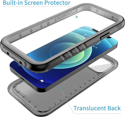 Cozycase Compatible with iPhone 12 Pro Max Case Waterproof, Built-in Screen Protector, Full Body Protective Cover, Shockproof Waterproof Case for iPhone 12 Pro Max 6.7 inch 2020 (Black)